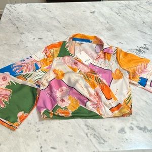 Fate long sleeve cross front cropped top